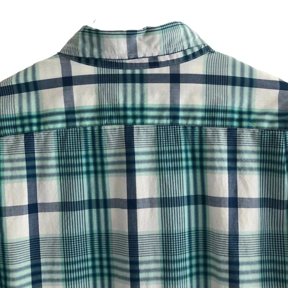 J. Crew Blue Green Plaid Cotton Long Sleeve Button Down Shirt XL